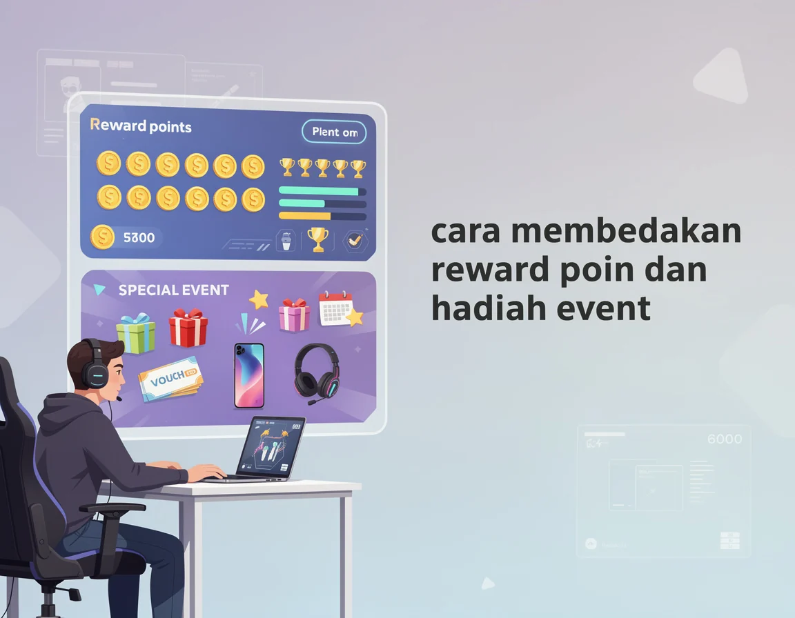 Ilustrasi Cara membedakan reward poin dan hadiah event untuk panduan literasi reward untuk game skill based dan hadiah event yang transparan