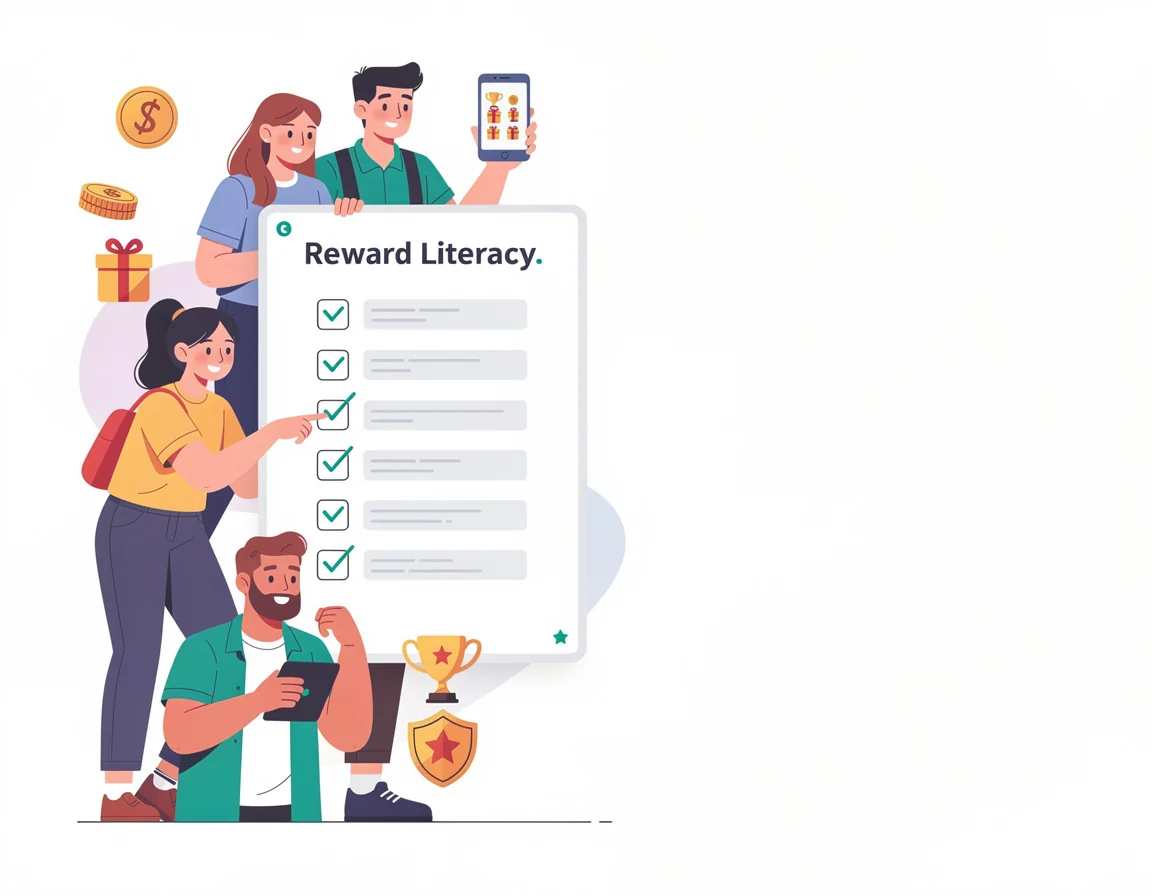 Ilustrasi Checklist literasi reward untuk pemain baru untuk panduan literasi reward untuk game skill based dan hadiah event yang transparan